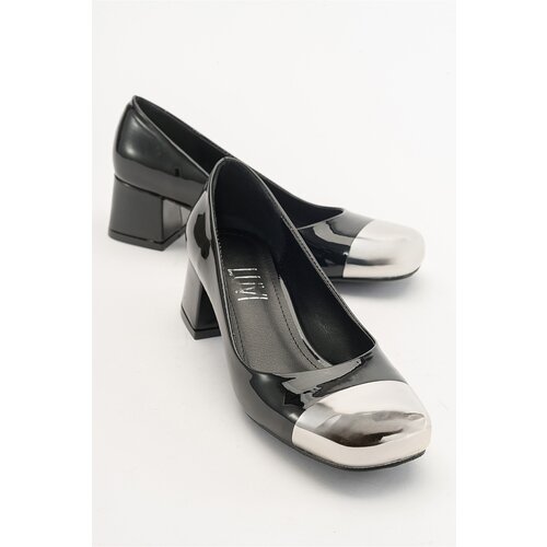 LuviShoes DOLVEN Black Patent Leather Women's Heeled Shoes Slike