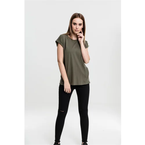 Urban Classics Women's olive T-shirt with extended shoulder