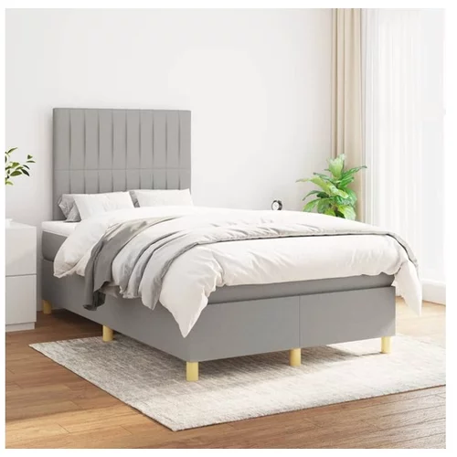  Box spring postelja z vzmetnico svetlo siva 120x200 cm blago