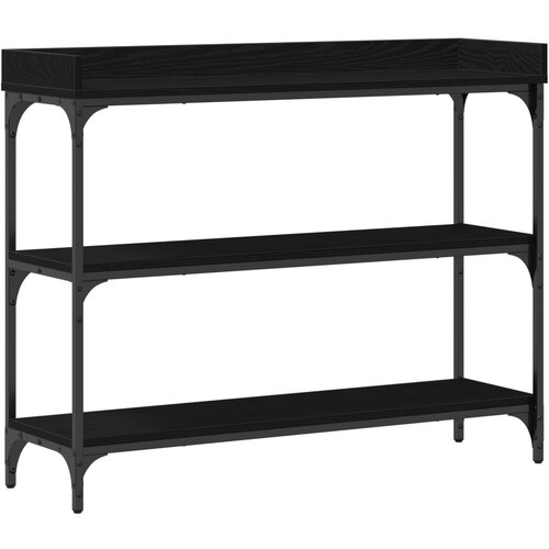 VidaXL Console Miza Črna Oreh 100x30x80 cm Inženirski Les in Jeklo Slike