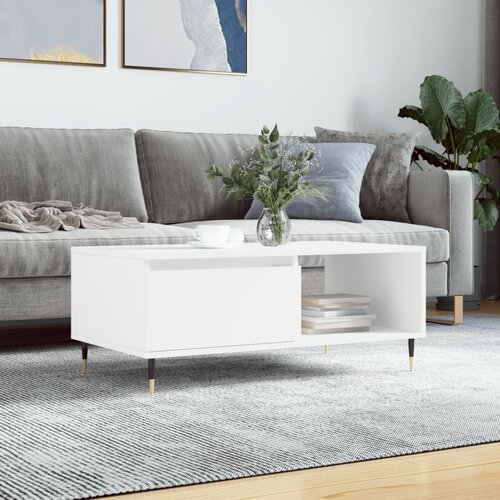 vidaXL Klubska mizica bela 90x50x36,5 cm inženirski les Cene
