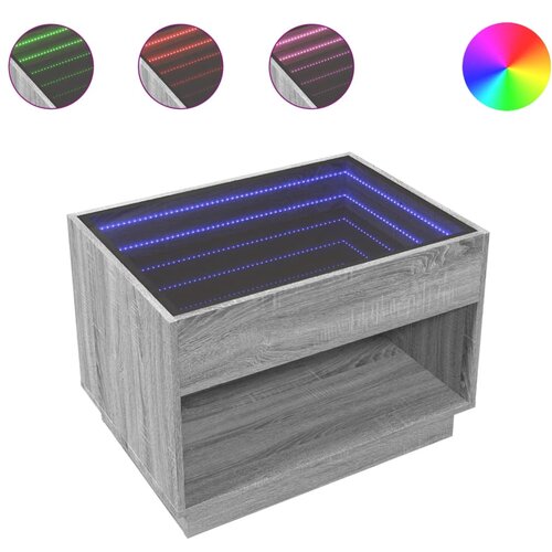 VidaXL Klubska mizica z neskončnimi LED siva sonoma 70x50x50 cm, (21298511) Slike