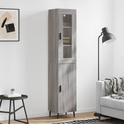 vidaXL Visoka komoda siva sonome 34 5x34x180 cm od konstruiranog drva Cijene