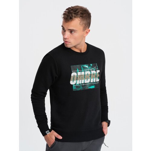 Ombre Men's printed sweatshirt worn over the head - black Cijene