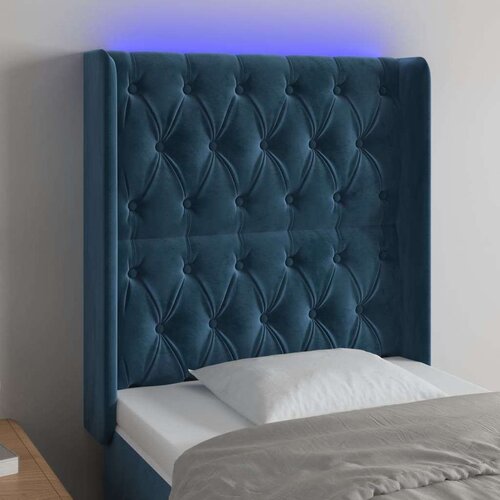 vidaXL LED uzglavlje tamnoplavo 83x16x118/128 cm baršunasto Cene
