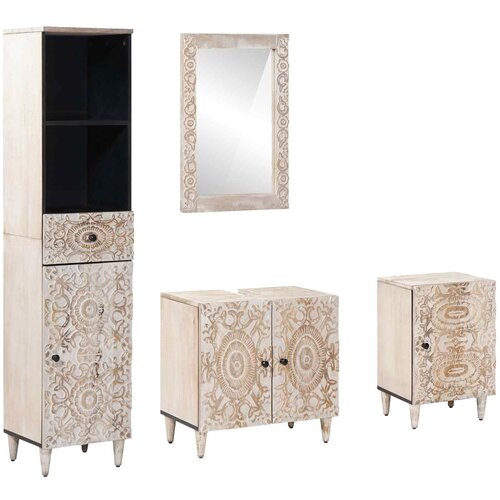  Set namje&amp;scaron;taja za kupaonicu 4 pcs Bijelo Čvrsto drvo manga Slike