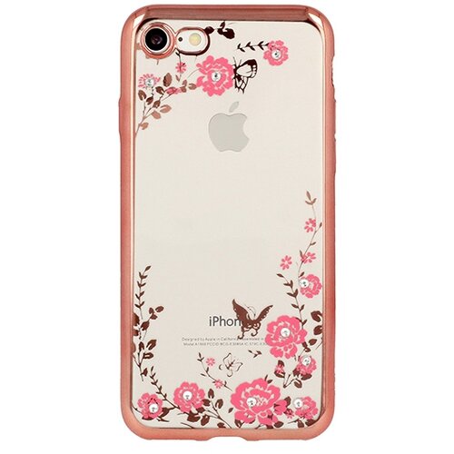  Silikonski ovitek z rožicami za iPhone 6 / 6S - pink Slike