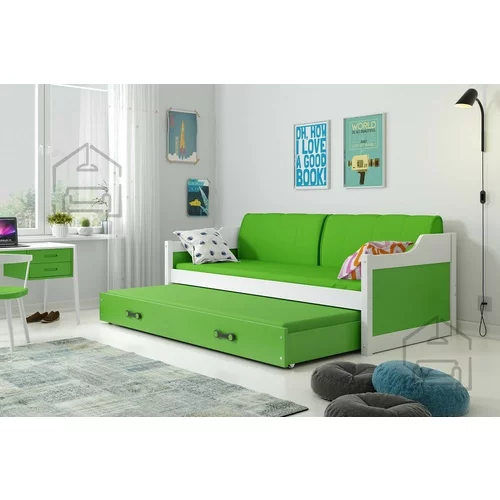 BMS Group Otroška postelja Dawid z dodatnim ležiščem - 80x190 cm - bela/zelena