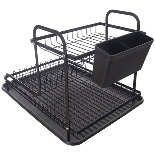 Orion Crni metalni dvoetažan ocjeđivač za posuđe 42,5x32 cm Radka – Cijene