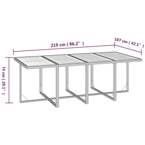  9-dijelni vrtni blagovaonski set s jastucima crni od poliratana Crna 219 cm table length Slike