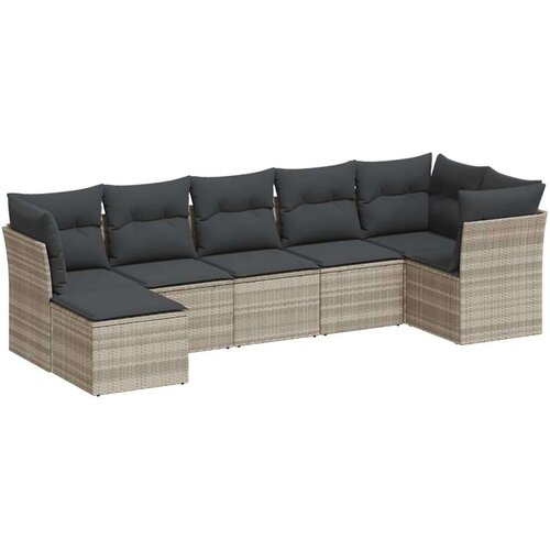 VidaXL 7-dijelni set vrtnih sofa svjetlosivi od poliratana Slike
