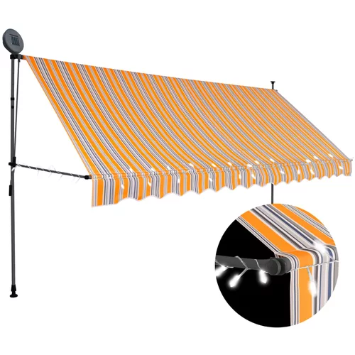 vidaXL Ročno zložljiva tenda z LED lučmi 400 cm rumena in modra