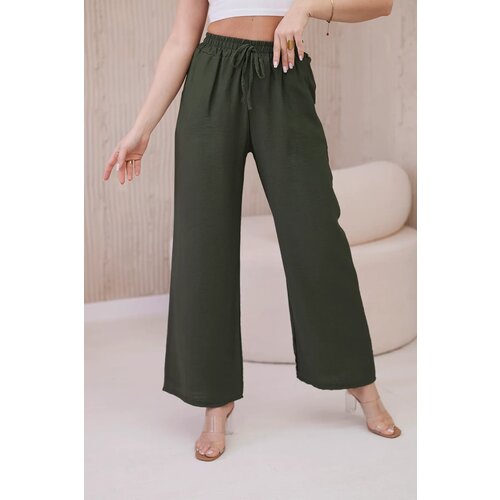 Kesi Włoski Viscose wide-leg trousers khaki Cene