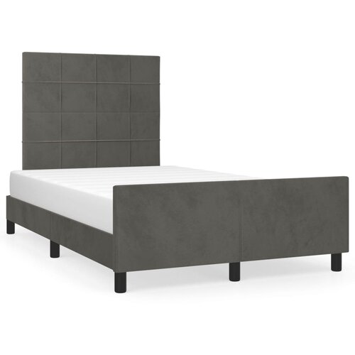 VidaXL Posteljni okvir z vzglavjem temno siv 120x190 cm žamet Slike