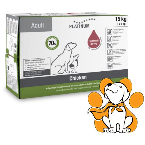 Platinum Dog Adult Chicken 3x5kg, Hrana Za Pse Sa Svežom Piletinom Slike