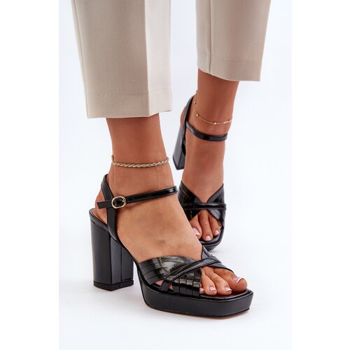 S. BARSKI Black Women&amp;#039;s Patent Sandals with Stiletto Heel D&amp;amp;A Slike