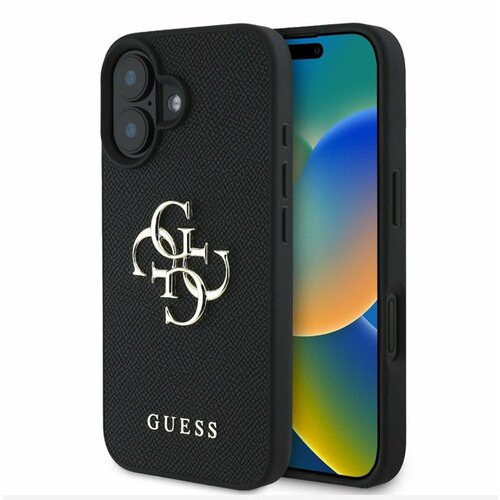 Guess PU Grained 4G Metal Logo Zadn&iacute; Kryt pro iPhone 16 Black Ovitek za telefon Vijolična Cene
