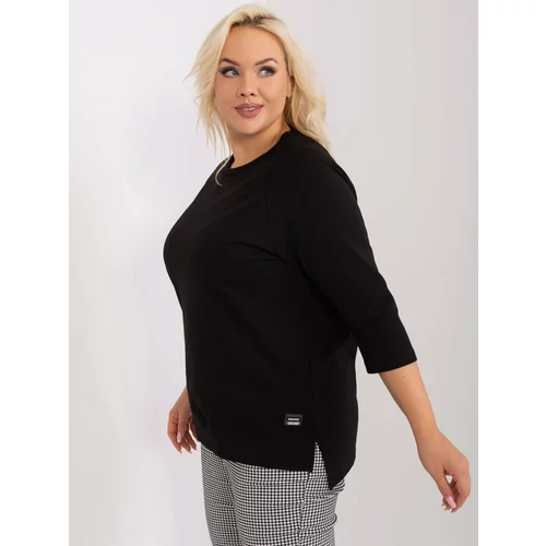 Fashion Hunters Black loose blouse plus size with 3/4 sleeves