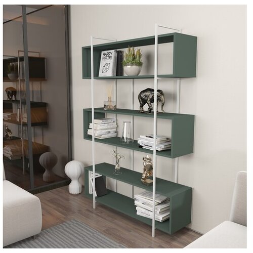 Hanah home Bruti Zeleno-bijela polica za knjige 120x180x29,6 cm, zimzelena Cene