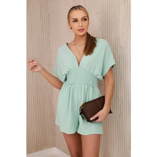 Kesi Dark mint jumpsuit with ruffled waistband