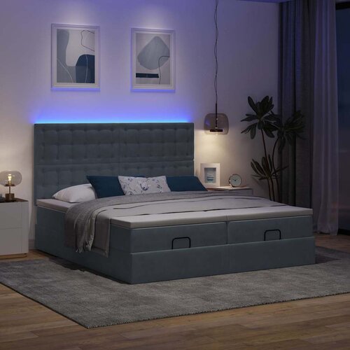 VidaXL Okvir kreveta s madracima tamnosivi 200x200cm bar&amp;scaron;unasti Slike