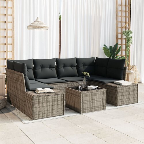 VidaXL 7-dijelni vrtni set sofa s jastučićima siva poly ratan Slike