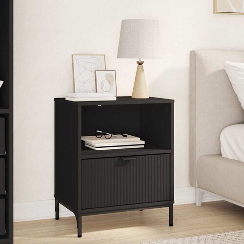 VidaXL Noćni ormarić s ladicama Crna 49 x 36 x 61 cm Konstruirano drvo Slike
