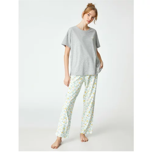 Koton Pajama Set - Gray - Plain