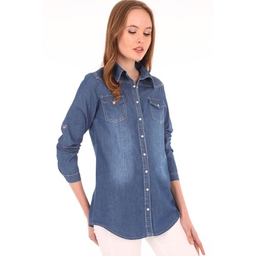 Bigdart 3411 Double Pocket Denim Shirt with Snap Fastener Slike