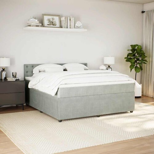  Krevet s oprugama i madracem svjetlosivi 180x200 cm bar&amp;scaron;unasti Slike