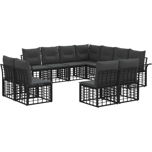  Set vanjskih sofa 11 pcs Crna i tamno siva Poliester Slike