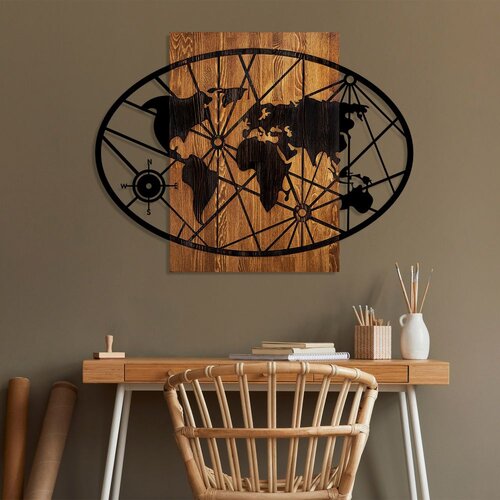 Wallity Zidna dekoracija World Map 4-L, 70 x 92 cm, Smeđa Cene
