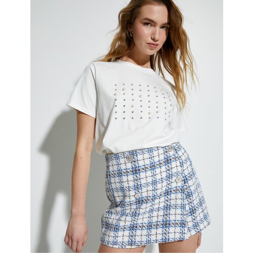 Koton Mini Tweed Short Skirt Normal Waist Buttoned Slike