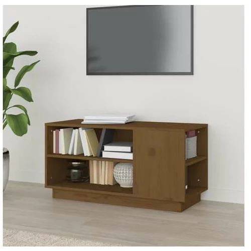  TV omarica medeno rjava 80x35x40,5 cm trdna borovina