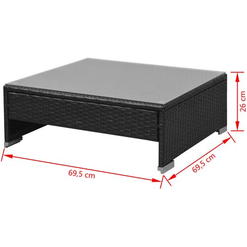  7-dijelni vrtni lounge set s baldahinom poli ratan crni Slike