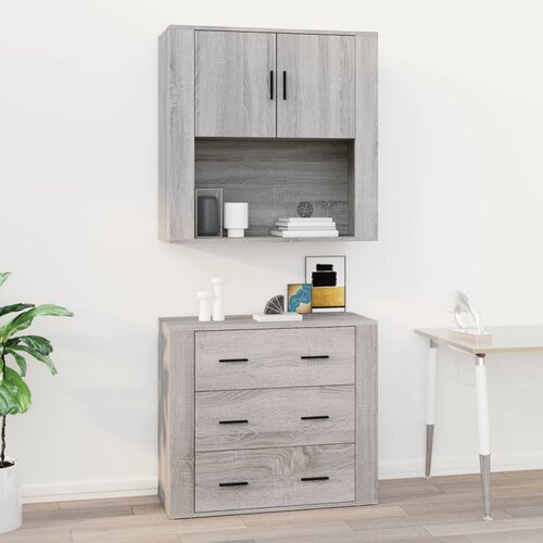 The Living Store Stenska omarica siva sonoma 80x33x80 cm inženirski les - Stenska Omarica, (21436077) Cene