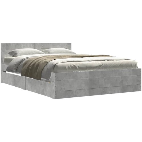 Maison Chic Posteljni okvir - Dvoposteljna postelja - Zakonska postelja z vzglavjem betonsko siv 120x200 cm inž. les, (21695044) Slike