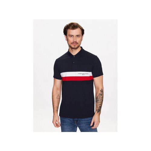 Tommy Hilfiger Polo majica Chest Colorblock MW0MW30766 Mornarsko modra Slim Fit Slike