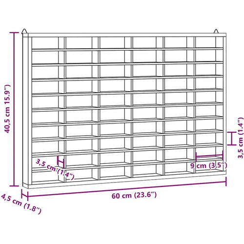 Drvena kolekcionarska vitrina sa 60 odjeljaka 60x4,5x40,5 cm Slike