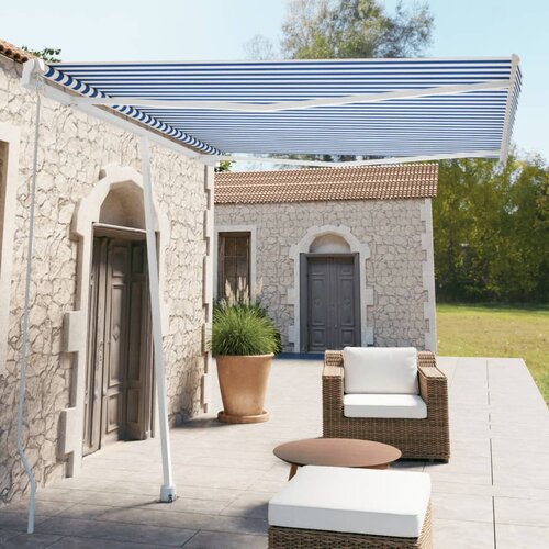 vidaXL Prostostoječa ročno zložljiva tenda 300x250 cm modra/bela Cene