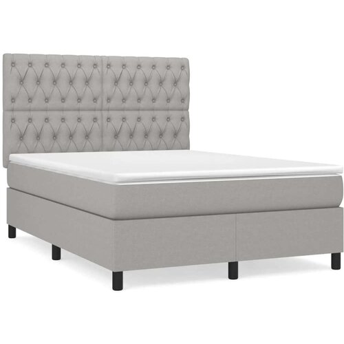  Krevet box spring s madracem svjetlosivi 140x200 cm od tkanine Slike