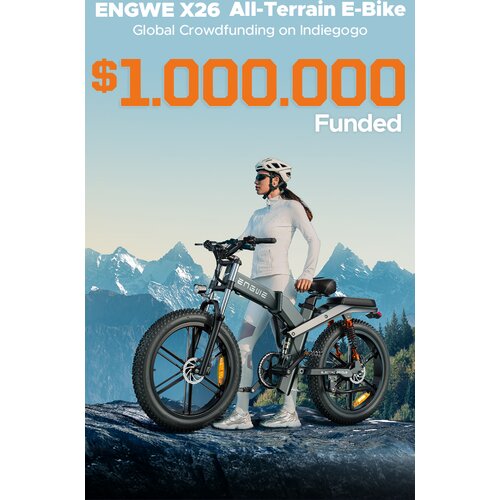 ENGWE X26 električno kolo, 1000W motor, 48V 19.2AH baterija, tempomat, opremljeno s polnilnim vratom mobilnega telefona, avtomatska luč, največja hitrost 50km/h, največji doseg 150km asisten, (21747300) Cene