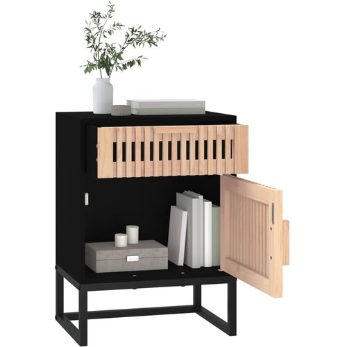  Noćni ormarići 2 kom crni 40 x 30 x 55,5 cm od drva i željeza Slike