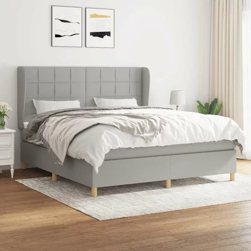  Box spring postelja z vzmetnico svetlo siva 180x200 cm blago, (20846818)
