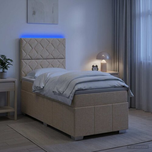  LED okvir za krevet s madracem Krem 100 x 200 cm Tkanina Cijene