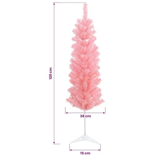  Umjetno vitko božićno drvce 120 cm PVC i čelik Ružičasta - Ružičasta 120 cm Slike