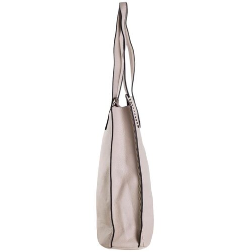 Fashion Hunters Light beige roomy shoulder bag 2in1 made of eco leather Slike