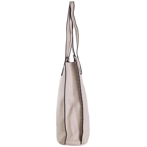 Fashion Hunters Light beige roomy shoulder bag 2in1 made of eco leather