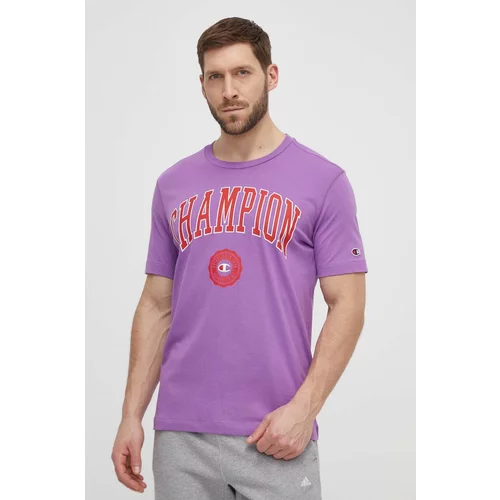 Champion Bombažna kratka majica moška, vijolična barva, 219852