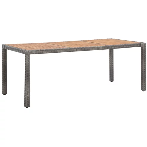 In Vrtna miza siva 190x90x75 cm poli ratan in trden akacijev les